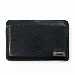 Gucci Retro “G” Vintage Black Leather & Silver Card Holder